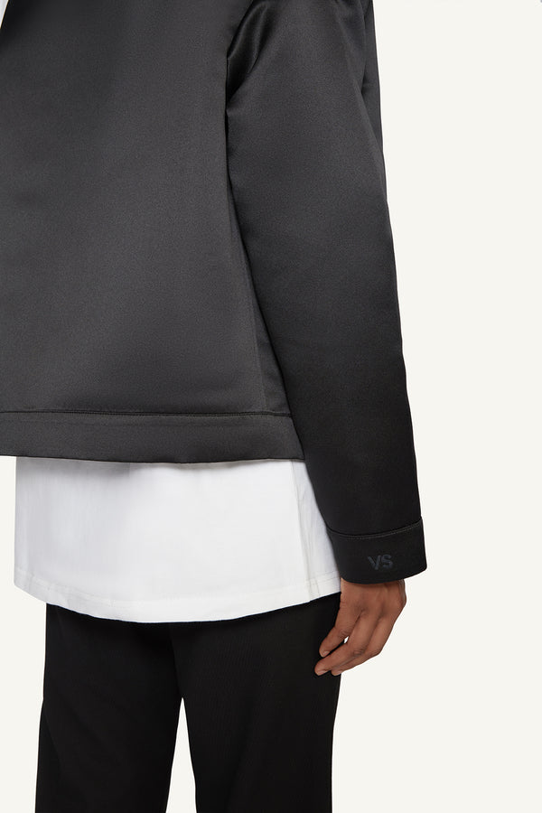 SATIN BOMBER JACKET - BLACK