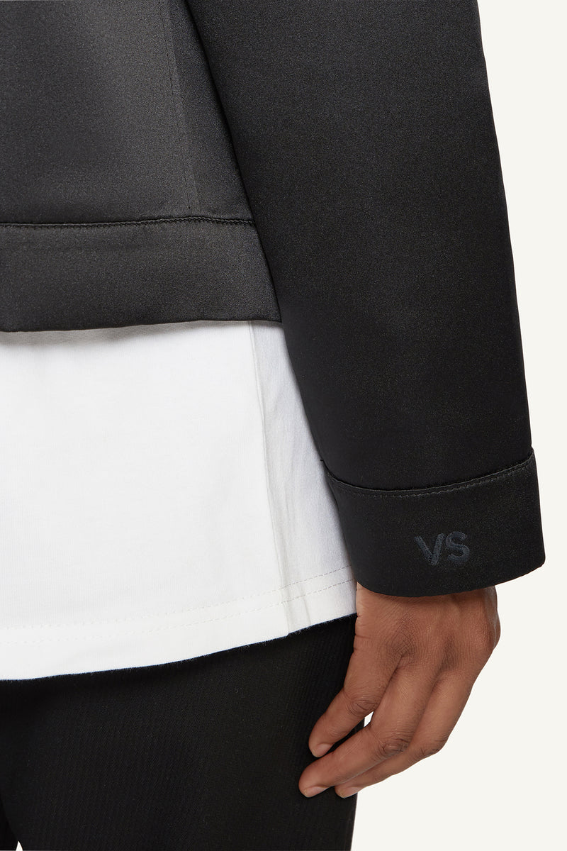 SATIN BOMBER JACKET - BLACK
