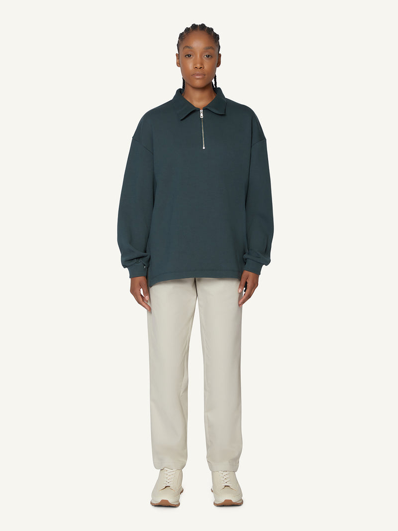 QUARTER ZIP POLO - GREEN