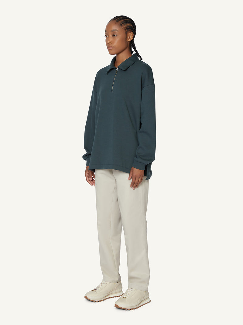 QUARTER ZIP POLO - GREEN