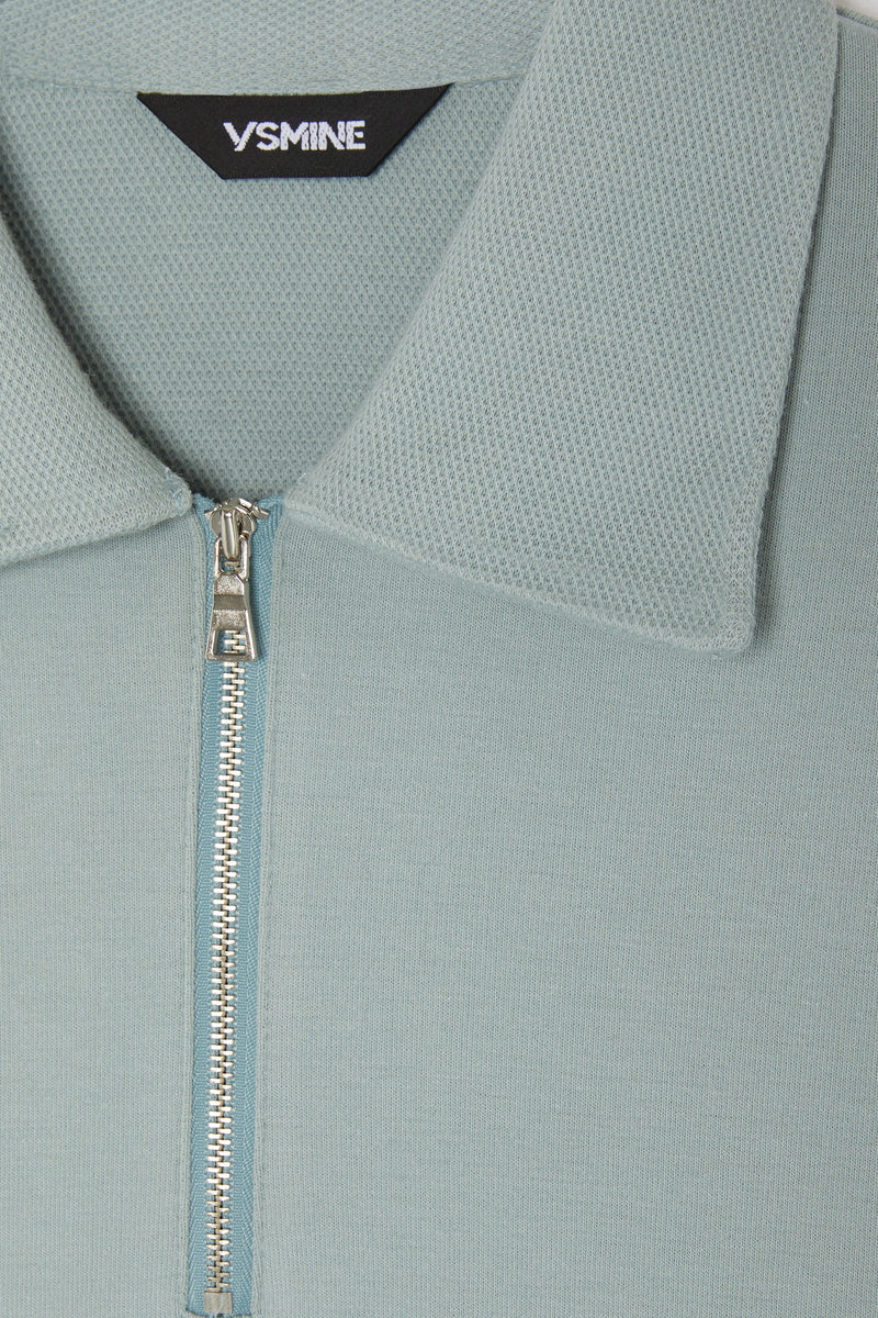 QUARTER ZIP POLO - MINT