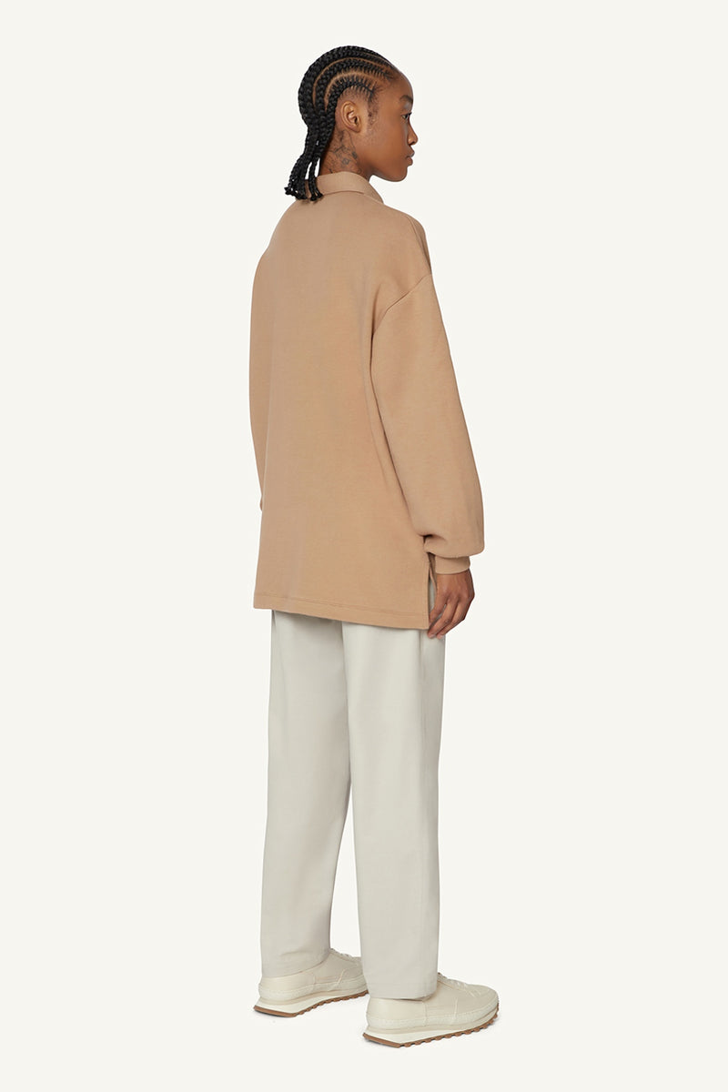 QUARTER ZIP POLO - BEIGE