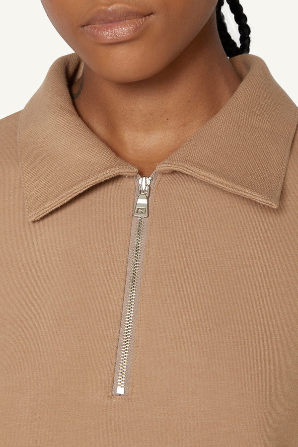 QUARTER ZIP POLO - BEIGE