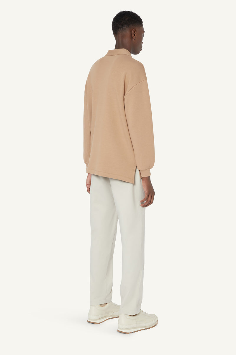 QUARTER ZIP POLO - BEIGE