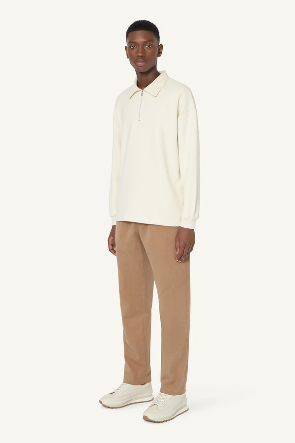 QUARTER ZIP POLO - IVORY