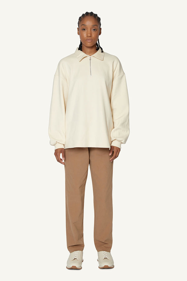 QUARTER ZIP POLO - IVORY