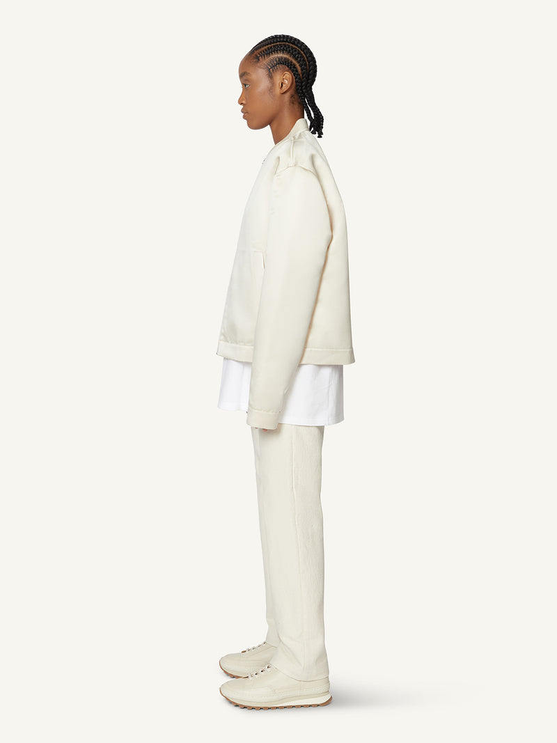 SATIN BOMBER JACKET - CREAM