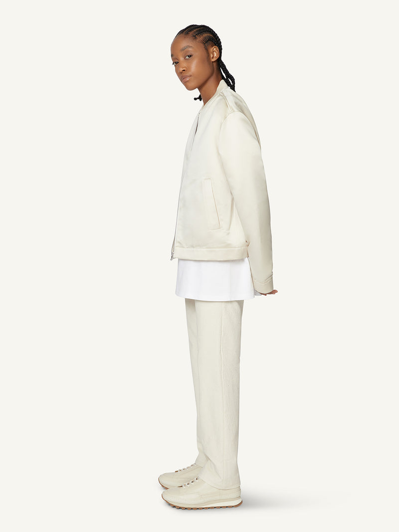 SATIN BOMBER JACKET - CREAM