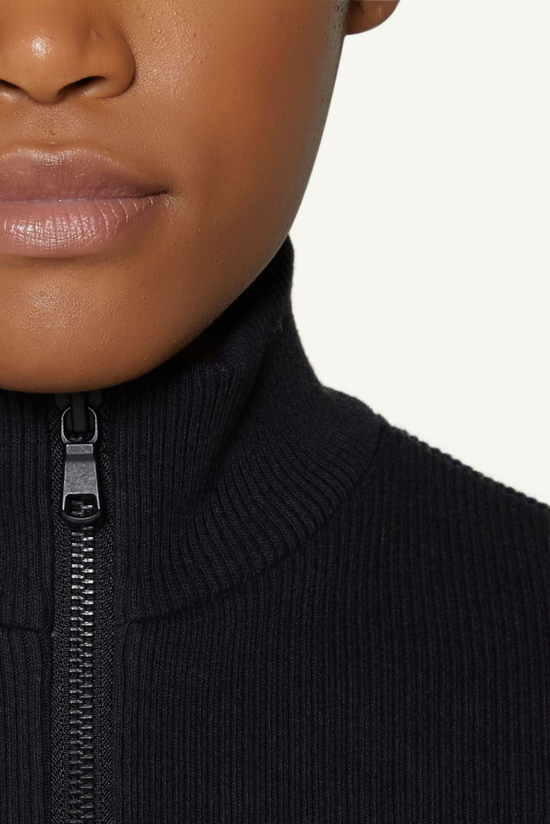 LIORE RIBBED JACKET - BLACK